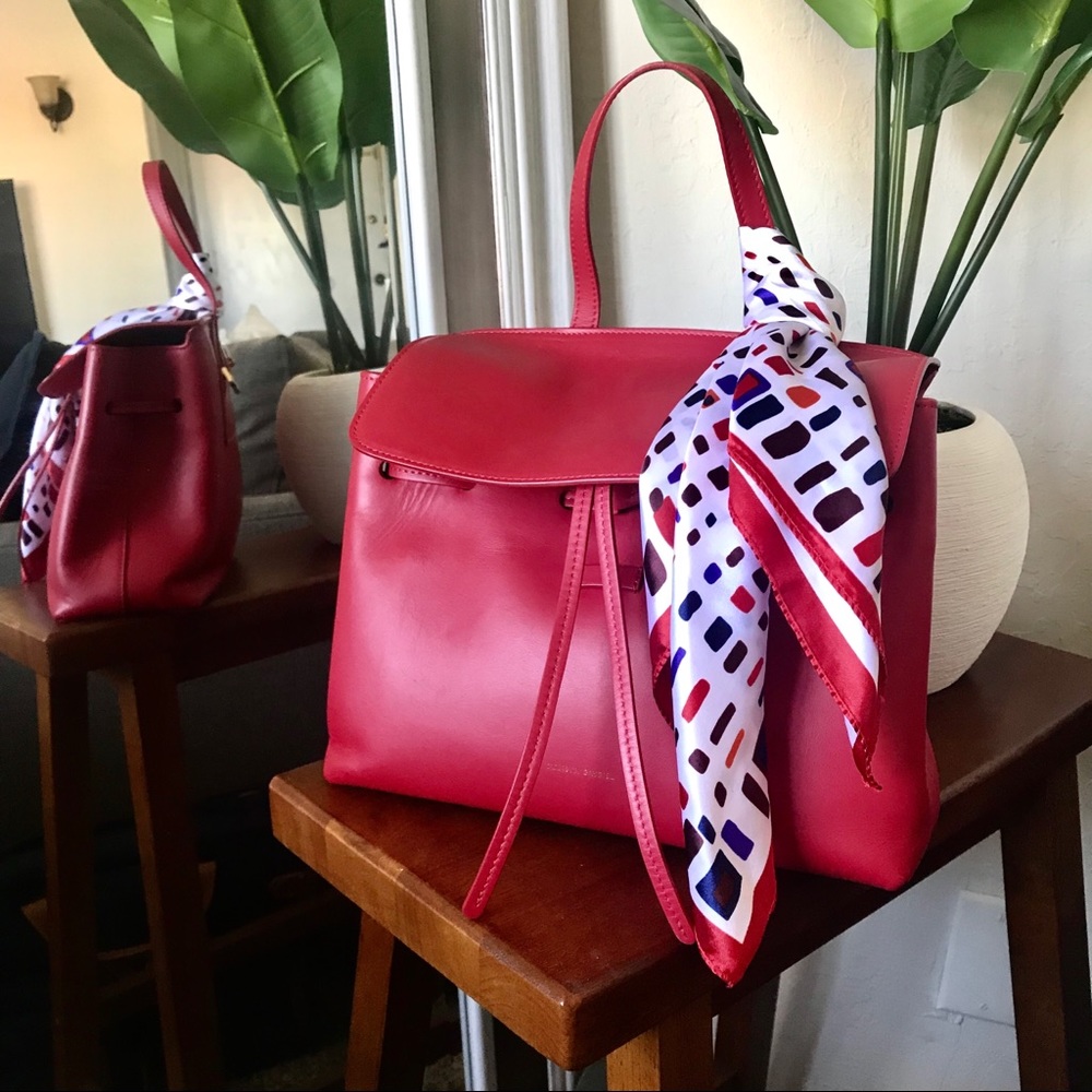 Red Silk Scarf with Geometric Print
